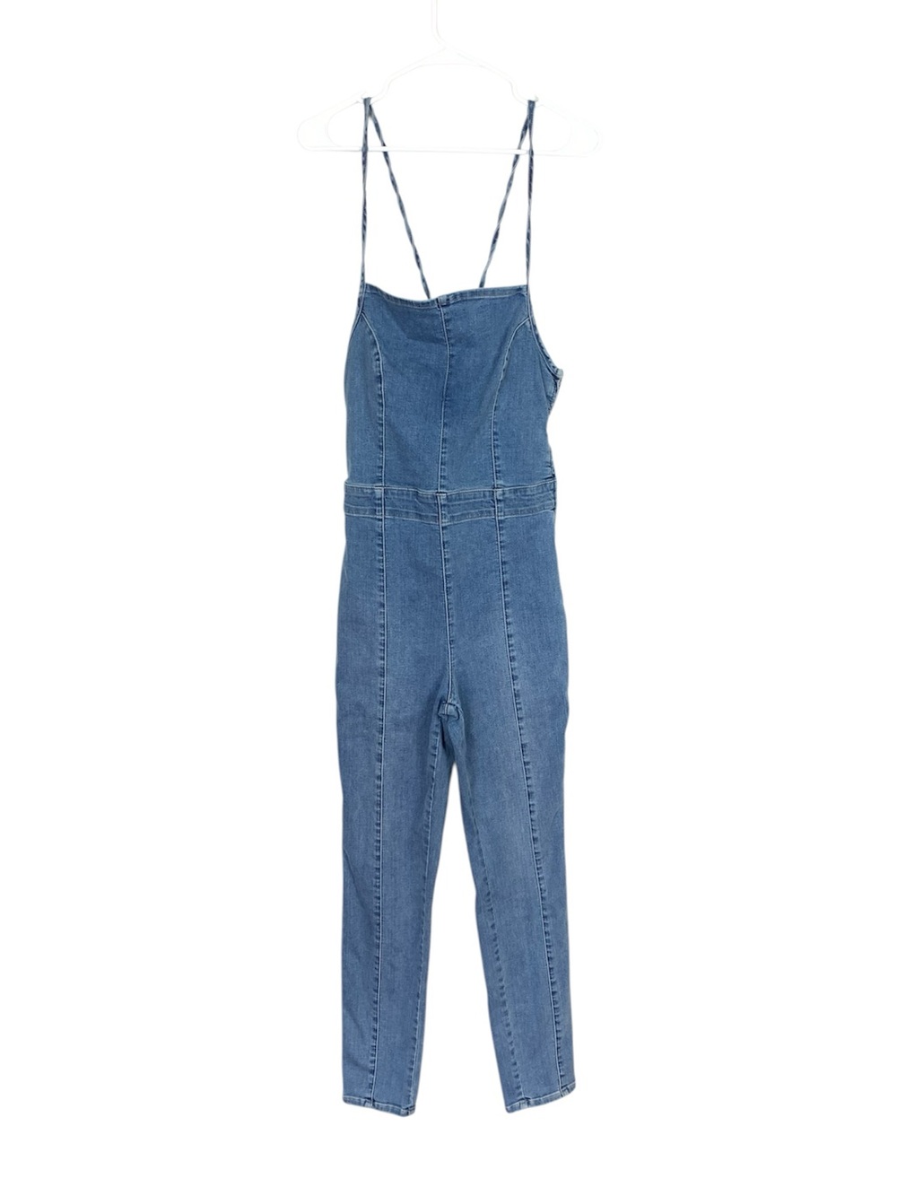Free people square neckline denim jumpsuit size 6